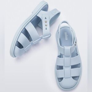 New Women’s Melissa Emma Classic Fisherman Jelly Sandals Shoes Buckle Blue 8